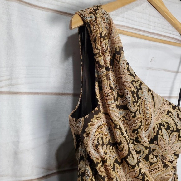 Lauren Ralph Lauren Dress Womens 6 Paisley Crinkle Georgette One Shoulder Gown - Picture 7 of 12